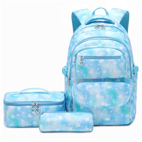 3 Piece Girls School Backpack Set With Insulated Lunch Box Pencil