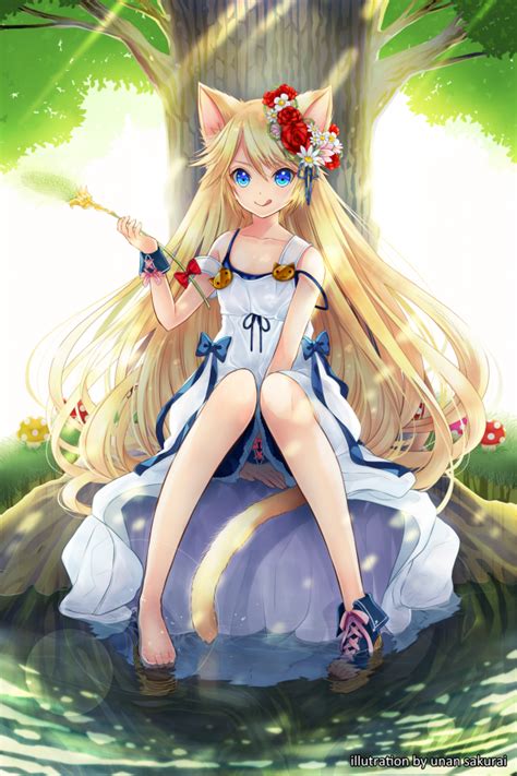 Wallpaper Illustration Flowers Long Hair Anime Girls Blue Eyes