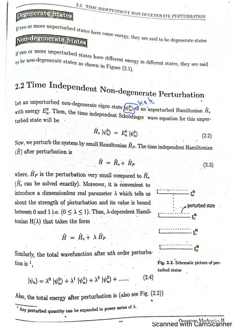 Solution Perturbation Theory Time Independent Non Degenerate