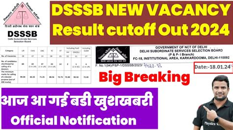 Dsssb New Result Cutoff 2024dsssb Prt Teacher Vacancy 2024dsssb Final