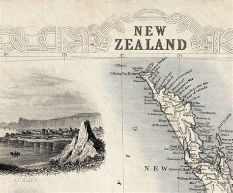 Vintage Map of New Zealand, Old map 1851 - OLD MAPS AND VINTAGE PRINTS