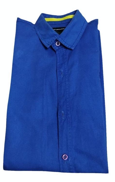 Formal Cotton Men Royal Blue Plain Shirt Full Sleeves At Rs 249 In