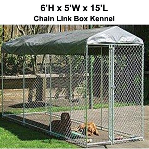 Heavy Duty 2-in-1 Chain Link Dog Kennel Enclosure – 6’H x 5’W x 15’L | Spots Dog Kennel