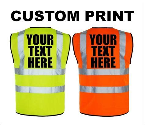 Personalised Hi Vis Vest Custom Printed Hi Viz High Visibility Safety Waistcoat Ebay