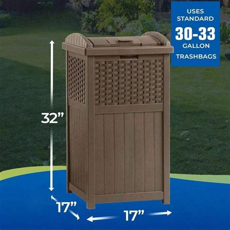 Hideaway Outdoor Commercial Gallon Resin Garbage Waste Bin With Lid