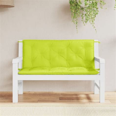 vidaXL Garden Bench Cushions 2pcs Bright Green 47.2 x19.7 x2.8 Oxford ...