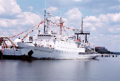 A Port Bow View Of The Soviet Oceanographic Research Ship Nikolav