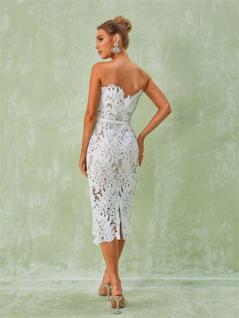 Despina White Lace Midi Dress Mew Mews Fashion