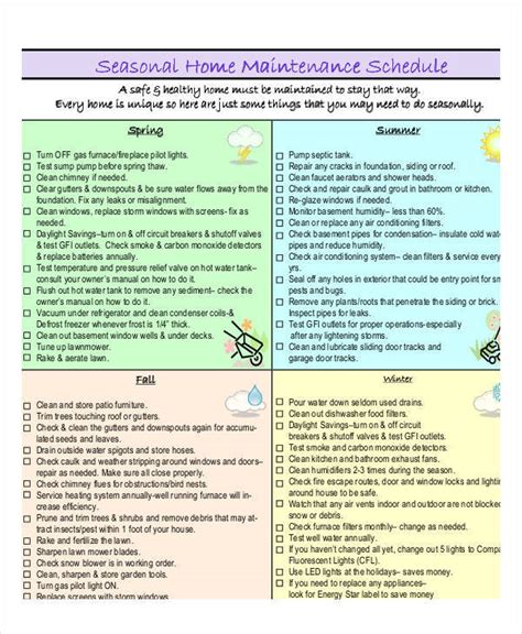 FREE 10+ Home Maintenance Schedule Samples in PDF | Excel