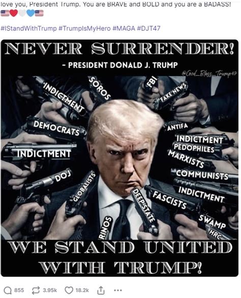 Trump Shares NEVER SURRENDER Meme With Almost 20 Guns Pointed At His