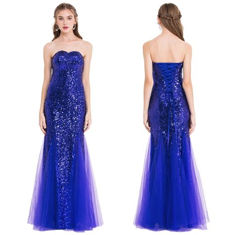 Angel Fashions Women S Vintage Evening Dress Strapless Sequin Illusion