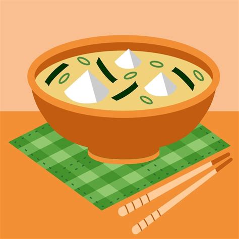 Miso Suppe Japanische K Che Vektor Illustration Premium Vektor