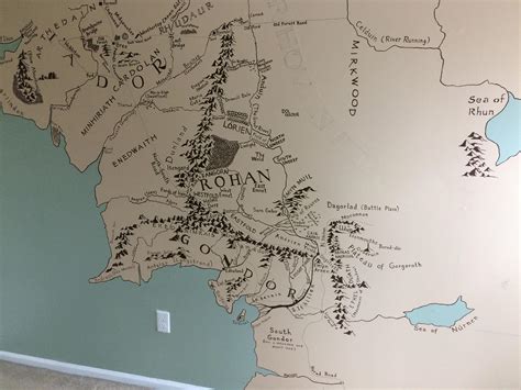 Unfinished Tales: map of Middle Earth hand painted by my wife for our son while on maternity ...