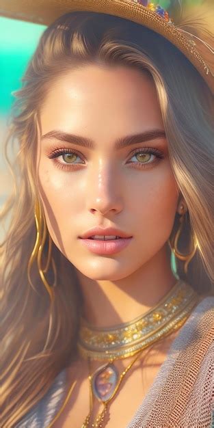 Premium Ai Image Waist High Portrait Of An Exotic Beautiful Caucasian Woman Wearing Trendy