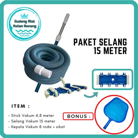 Paket Alat Vacum Kolam Renang Selang Meter Vacuum Head Roda Sikat