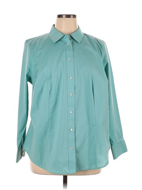 Talbots Teal Long Sleeve Button Down Shirt Size Plus Off