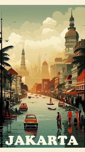 Premium Vector Jakarta Retro Poster