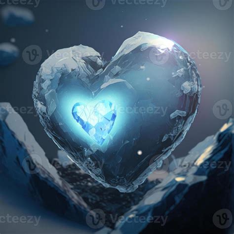 Ice Heart Postcard Ai Render Stock Photo At Vecteezy