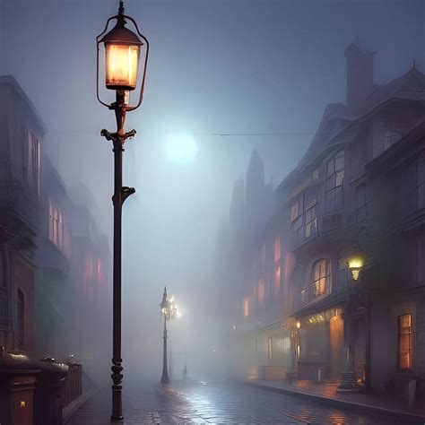 Artstation Street In The Evening Fog