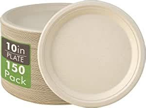 Vplus Pack Compostable Disposable Paper Plates Inch Super Strong