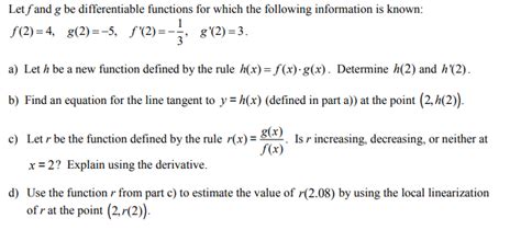 Solved Let F And G Be Differentiable Functions For Which The