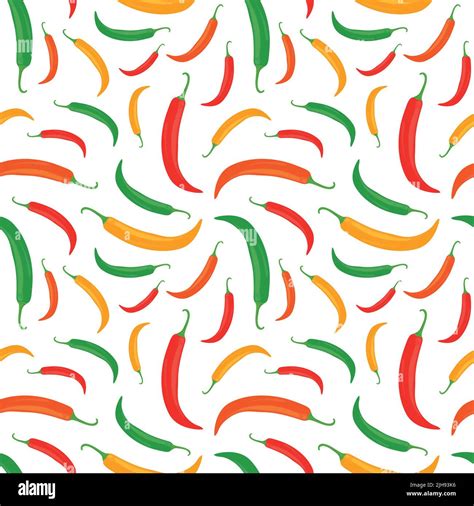 Seamless Vector Pattern Background Of Chili Peppers Made Of Simple