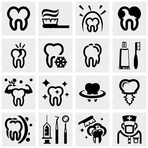 Tooth Vector Icons Set On Gray Stock Vector 32079667