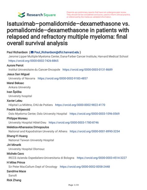 Pdf Isatuximabpomalidomidedexamethasone Vs Pomalidomide