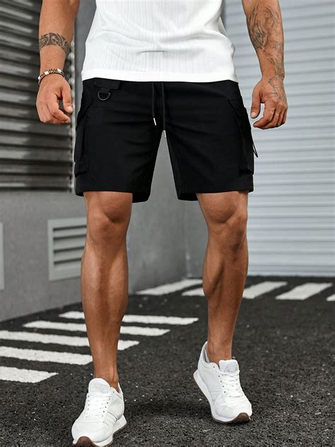 Manfinity LEGND Hombres Shorts Con Bolsillo Con Solapa De Cintura Con