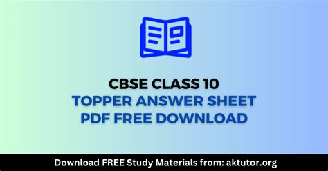 Cbse Class 10 Topper Answer Sheet Pdf Free Download Aktutor