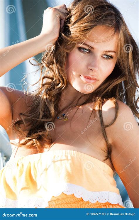 Blue Eyes Woman Portrait Outdoor Stock Image Image Of Sensual