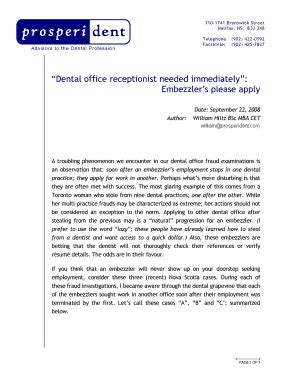 Fillable Online Dental Office Employment Reference Checks Pdf