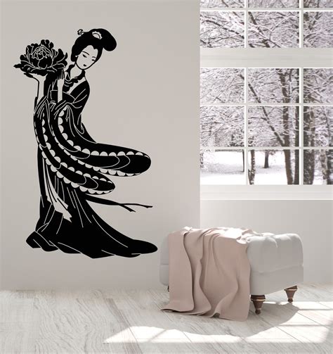 Vinyl Wall Decal Geisha Beautiful Japanese Girl Art Asian Style