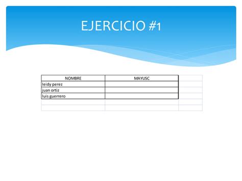 Función mayusc en excel PPT