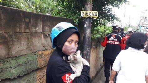 VIRAL Aksi Relawan Wanita Selamatkan Seekor Kucing Dari Kebakaran Depo