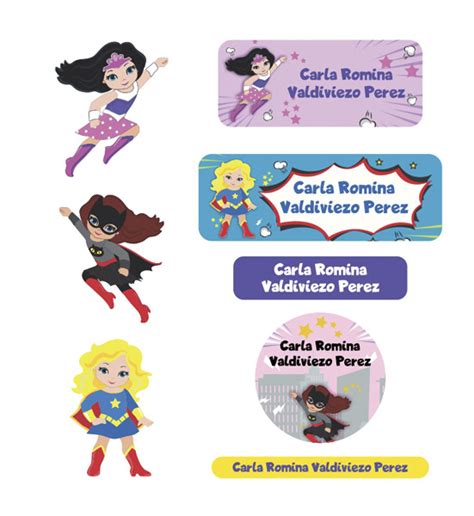 Etiquetas para útiles escolares y tapers Girl Hero AlCole