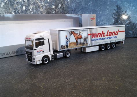 Herpa MAN TGX XXL Gardinenplanen Sattelzug Spedition Land Thommy S