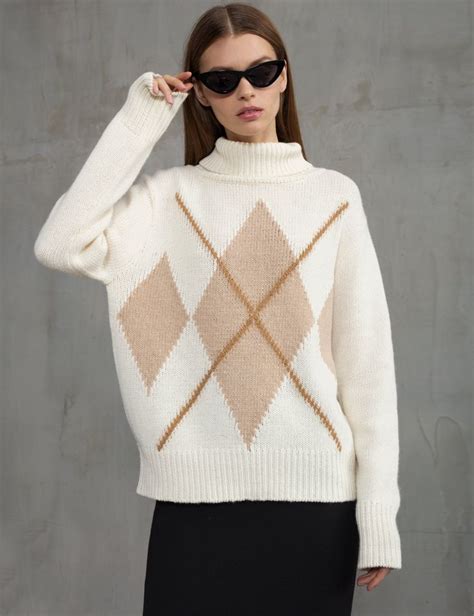 Argyle Ivory Sweater Knit Fashion Knitwear Inspiration Sweater Trends