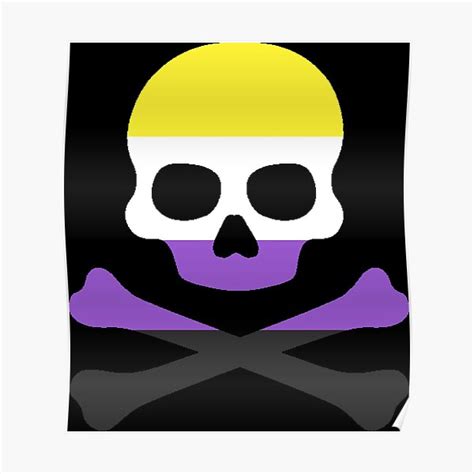 Pirate Jolly Rodger In Nonbinary Pride Flag Colors Poster For Sale By Caelanpride Redbubble