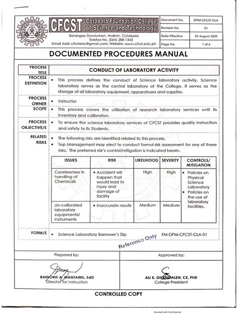 documented procedure manual