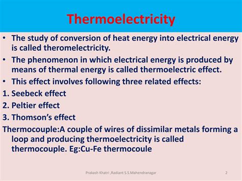 SOLUTION Thermoelectric Effect 1 Notes Pdf Studypool