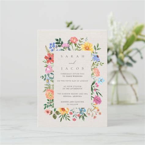 Invitaci N Con Relieve Metalizado Boda De Jard N De Flores Silvestres