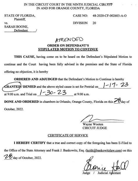 Florida V Sarah Boone Moved To January R Courttvcases