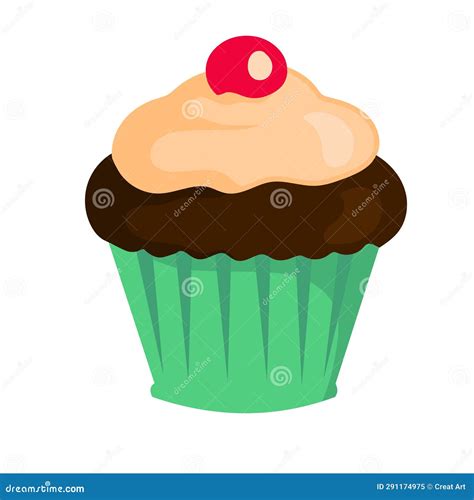 Cupcake With Cherry On Top Stock Illustration Illustration Of Food