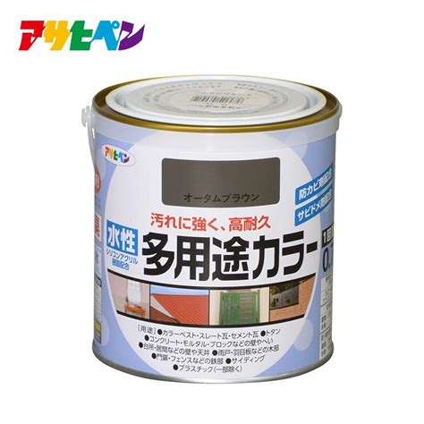 アサヒペン 水性多用途カラー 16l ブライトイエロー 塗料 ペンキ 屋内外 1回塗り 耐久性 外壁 木部 鉄部 サビ止め 防カビ 無臭