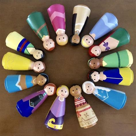 Ariel Princess Peg Doll Etsy Peg Dolls Wood Peg Dolls Kokeshi Dolls