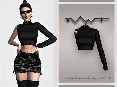 busra tr s Clothes SET 100 CROP TOP BD375 Sims 4 bébé Tenue Sims