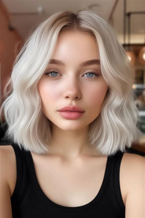 Cute Hairstyles For Round Faces Wavy Platinum Blonde Bob Fab Mood