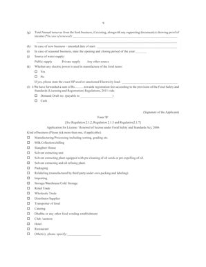 Fillable Online Food Safety And Standards Licensing And Registration