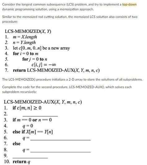 Solved Consider The Longest Common Subsequence Lcs Chegg